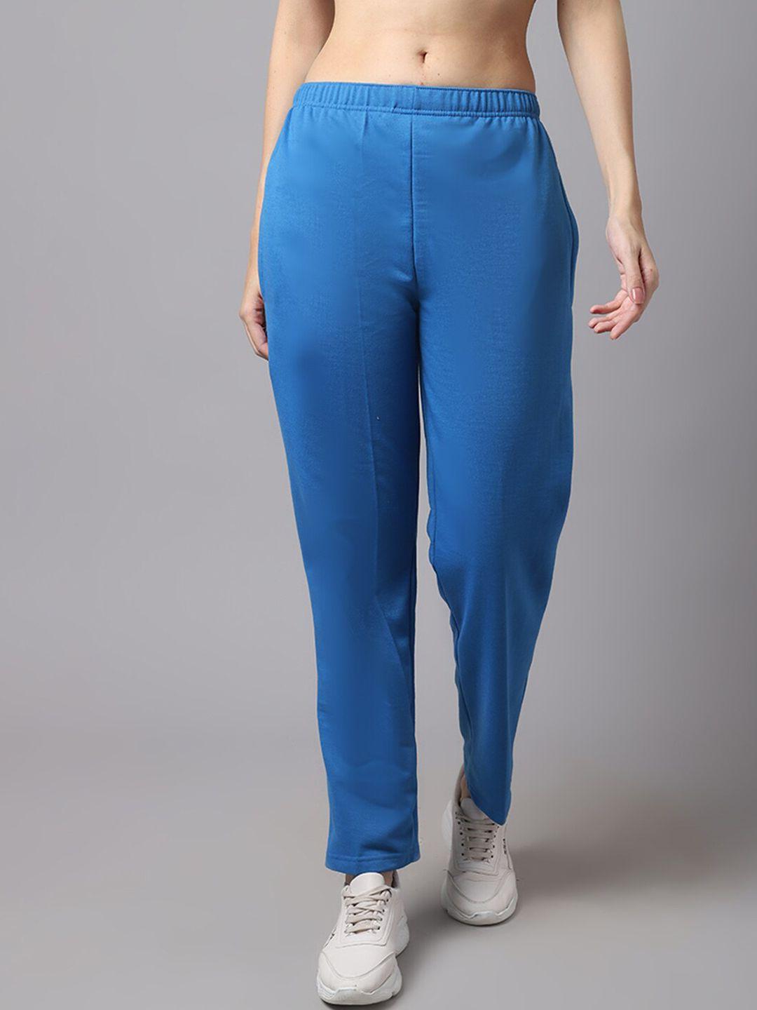 vimal jonney women blue solid cotton track pants