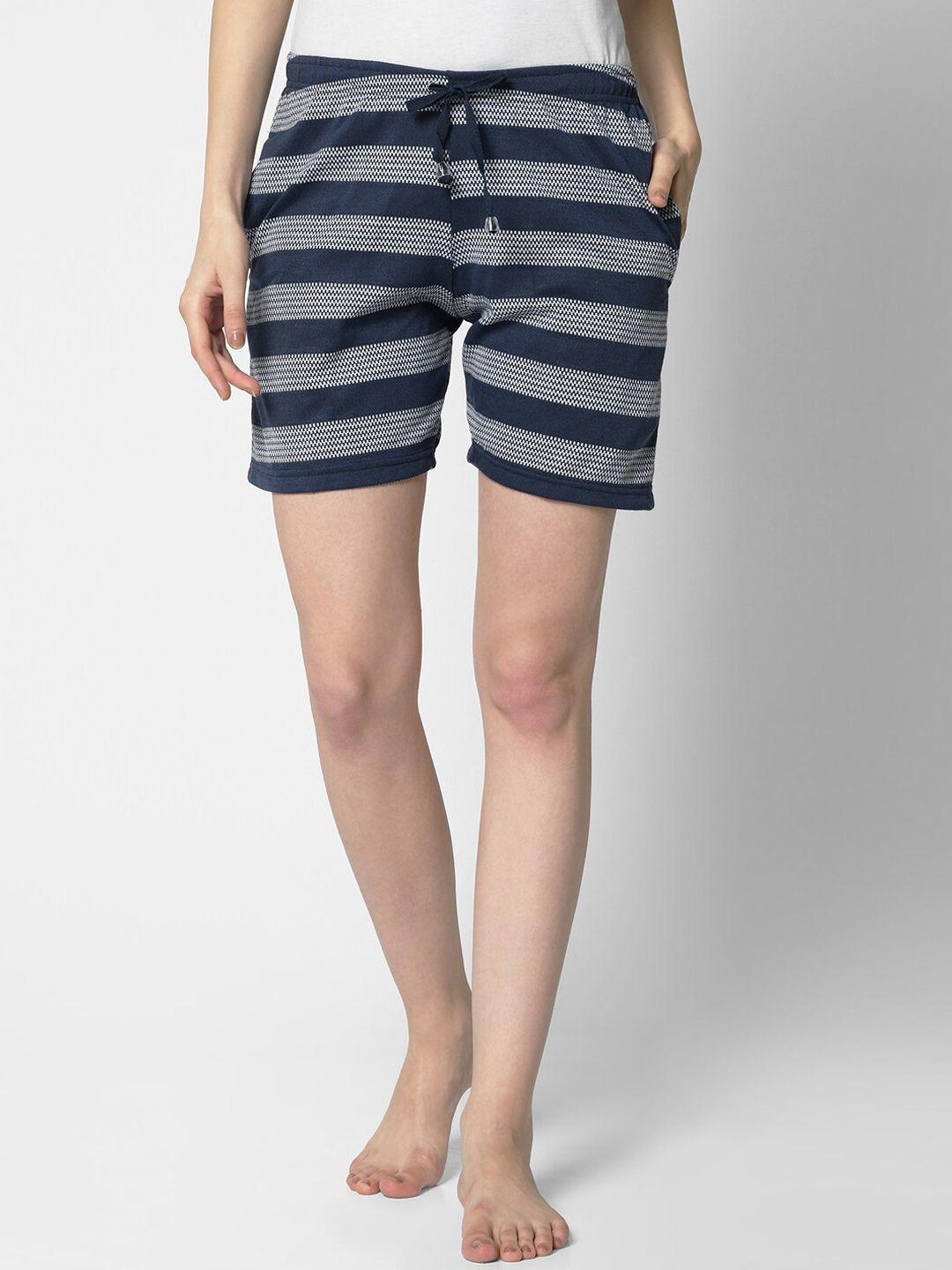 vimal jonney women blue striped lounge shorts