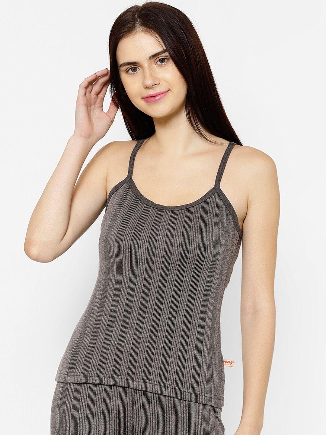 vimal jonney women charcoal grey striped thermal top