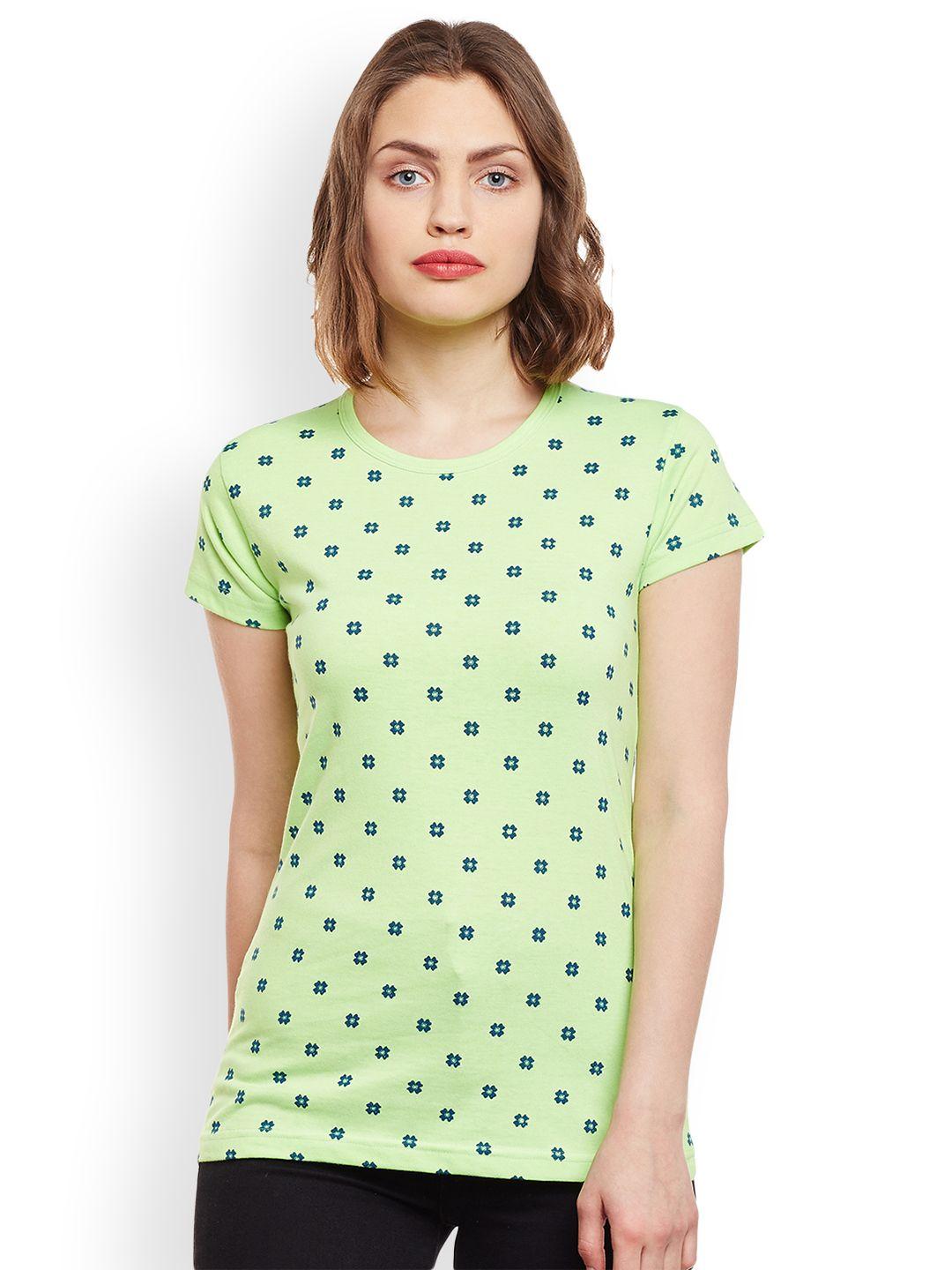 vimal jonney women fluorescent green printed t-shirt