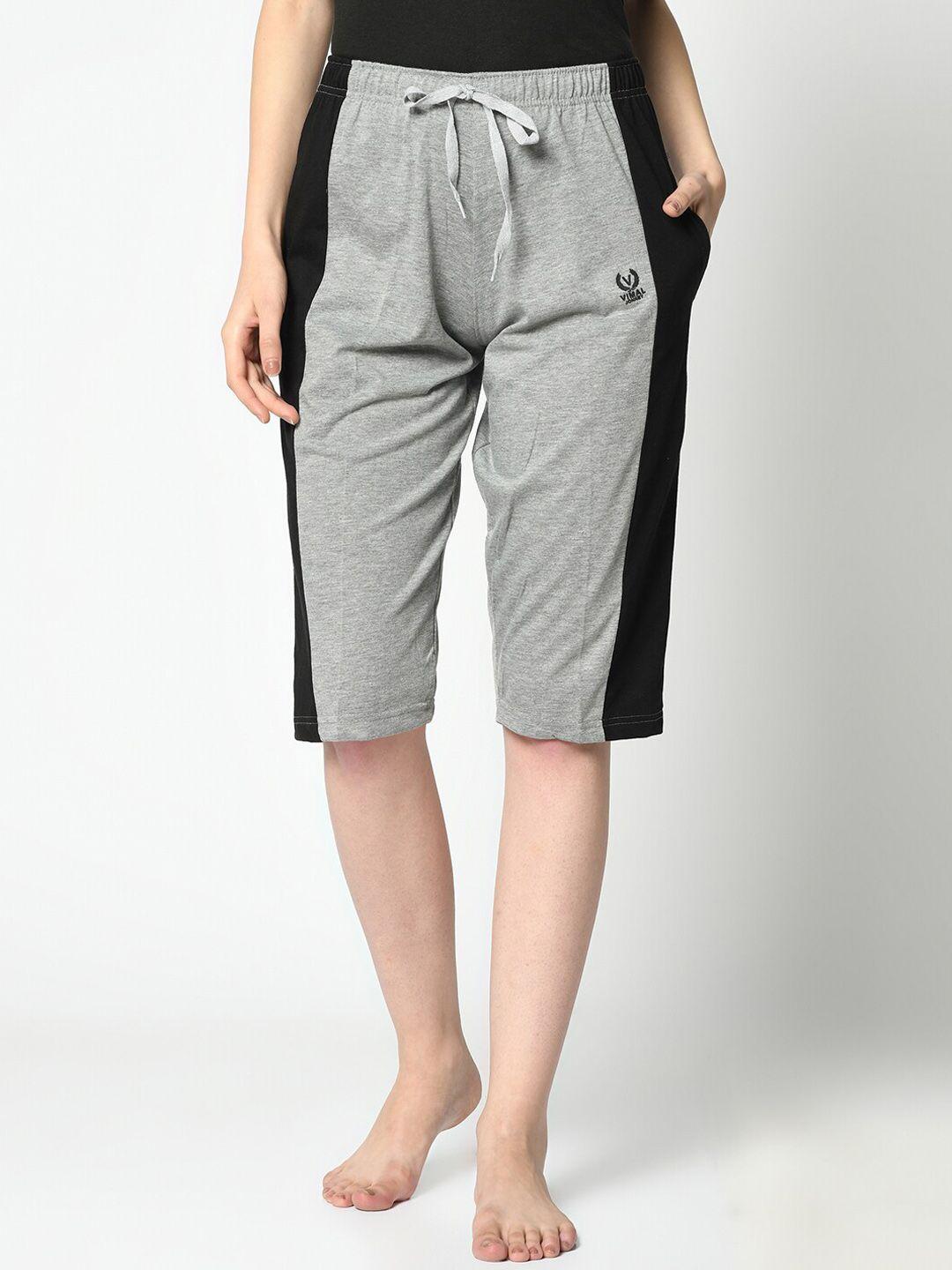 vimal jonney women grey & black colourblocked lounge shorts