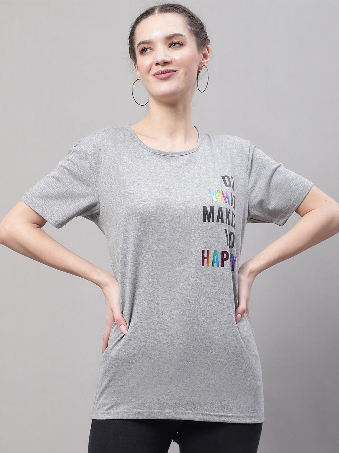 vimal jonney women grey printed applique t-shirt