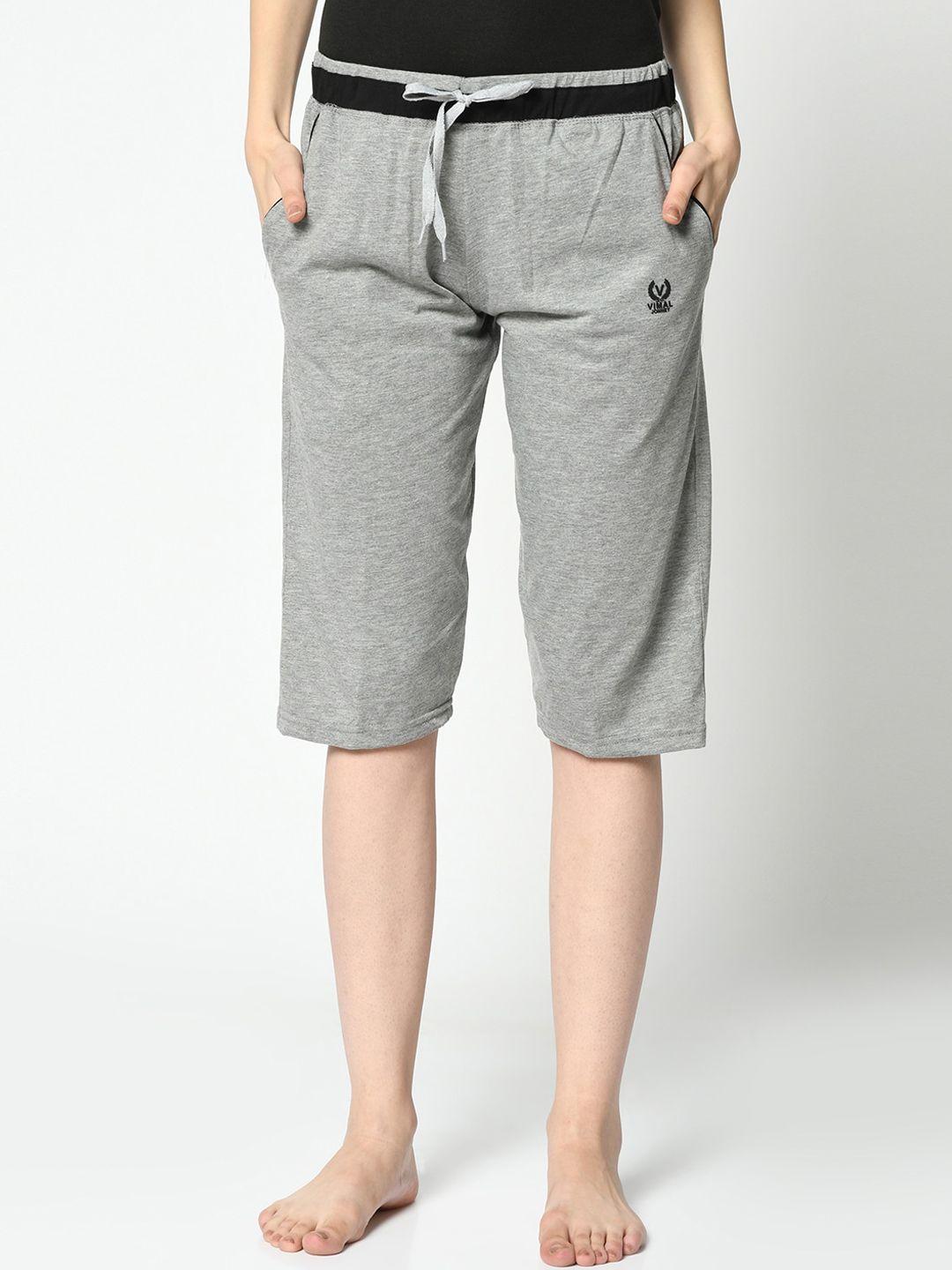 vimal jonney women grey solid lounge shorts