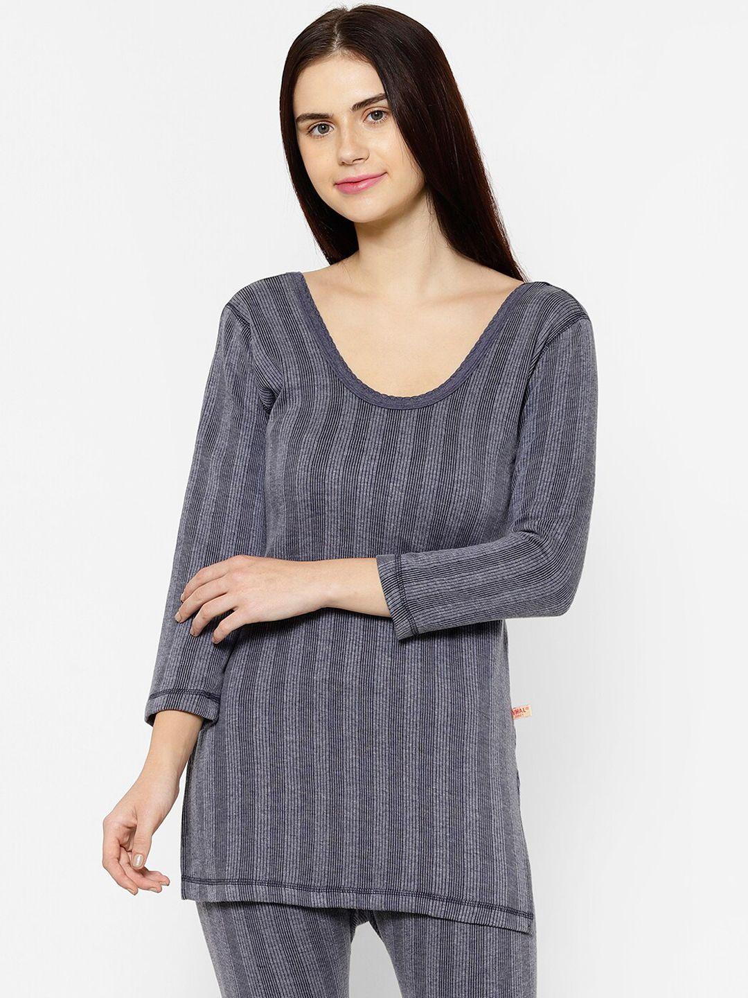 vimal jonney women grey striped thermal top