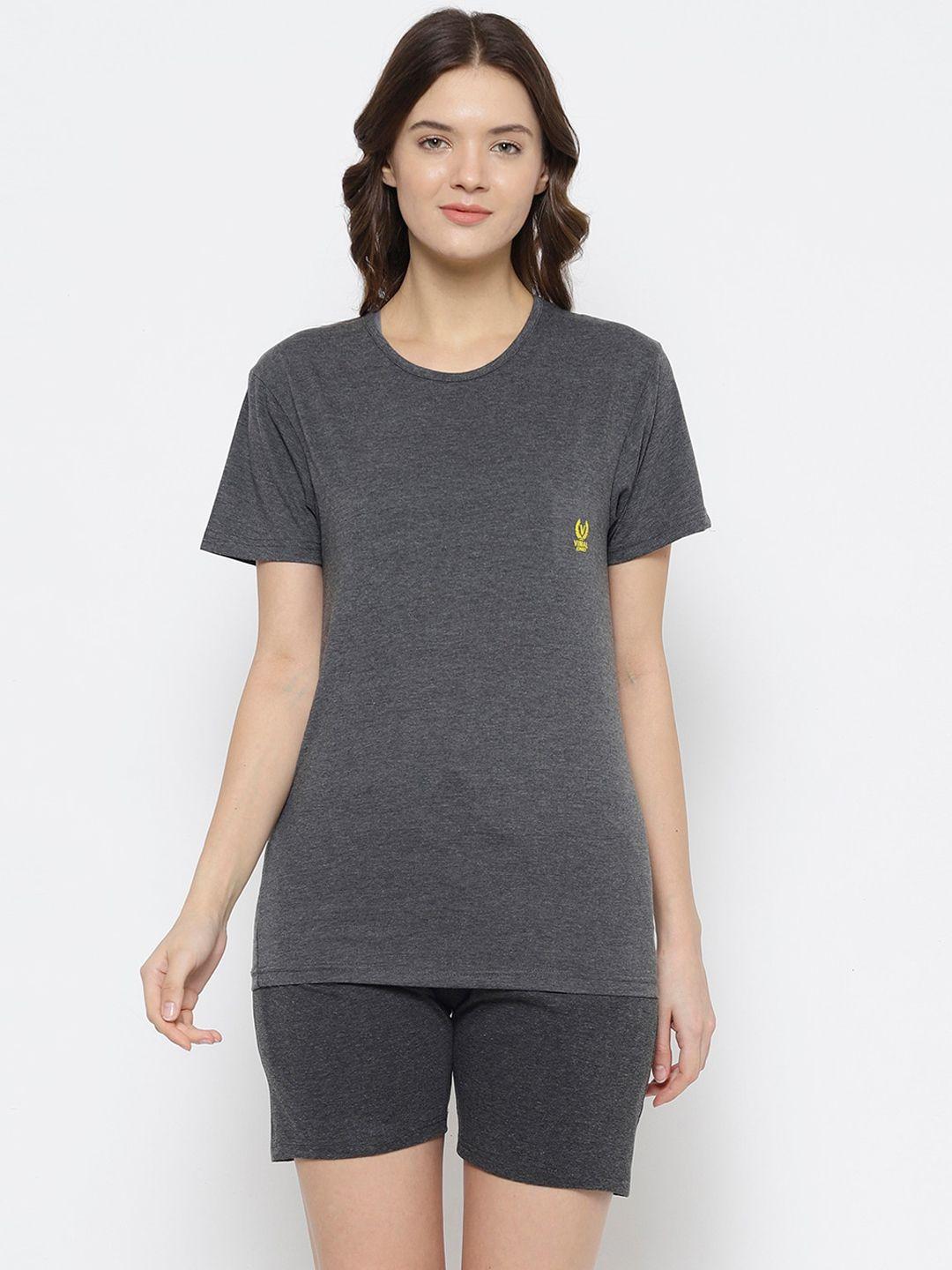 vimal jonney women grey t-shirt with shorts