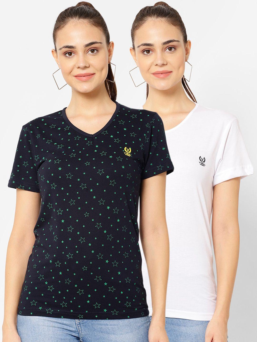 vimal jonney women multicoloured printed v-neck t-shirt