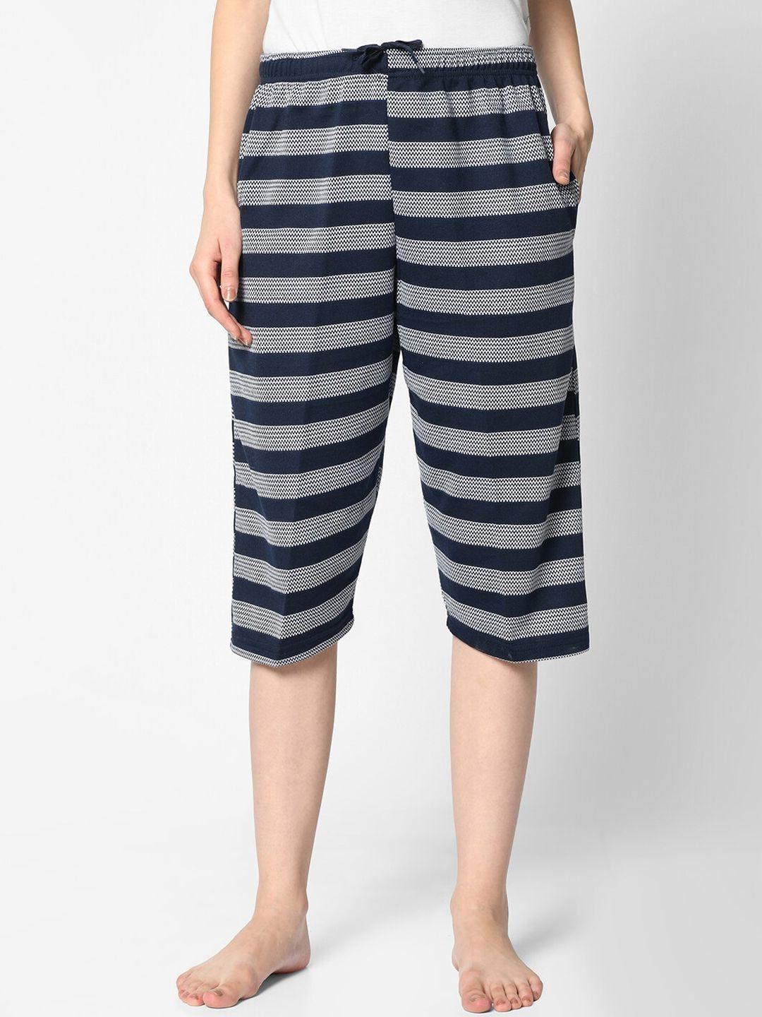 vimal jonney women navy blue striped lounge shorts