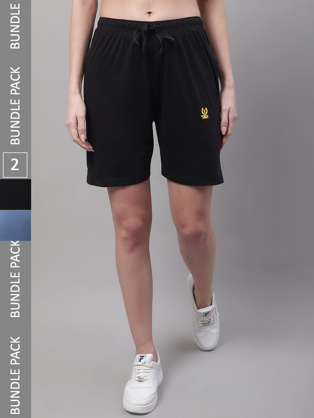 vimal jonney women pack of 2 cotton sports shorts