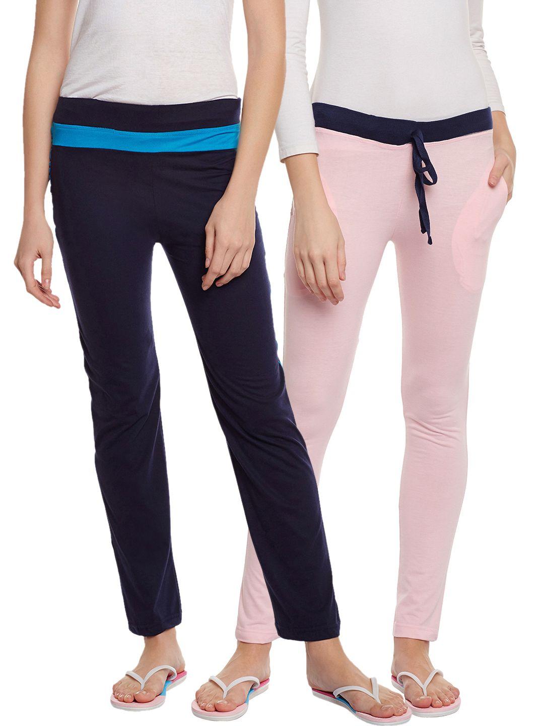 vimal jonney women pack of 2 lounge pants f6pink-f2navy-02