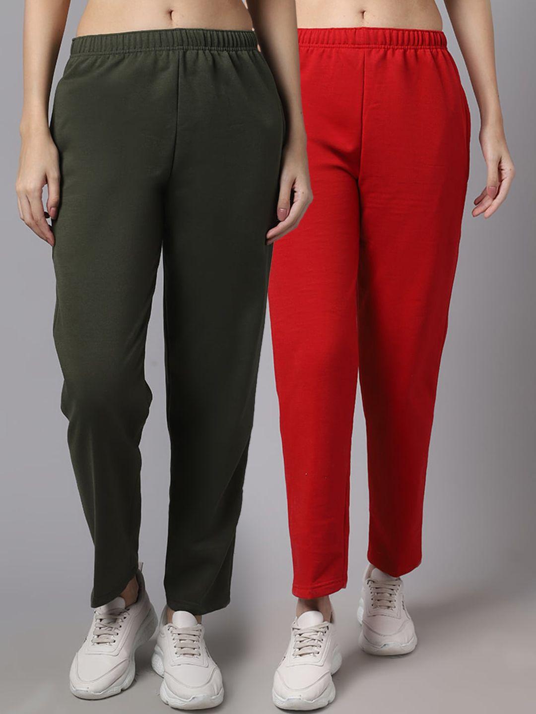 vimal jonney women pack of 2 solid pure cotton track pants