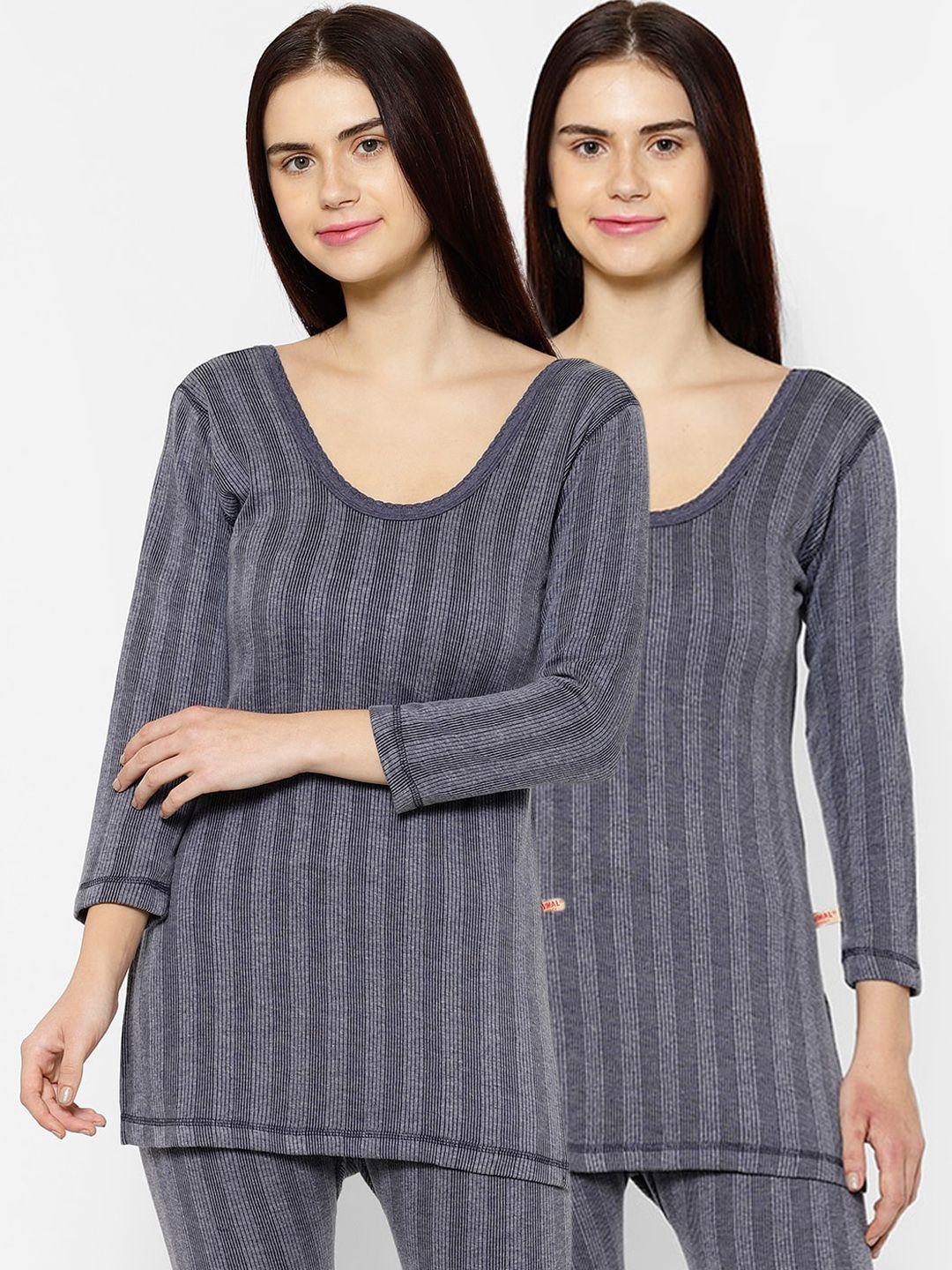 vimal jonney women pack of 2 striped thermal tops