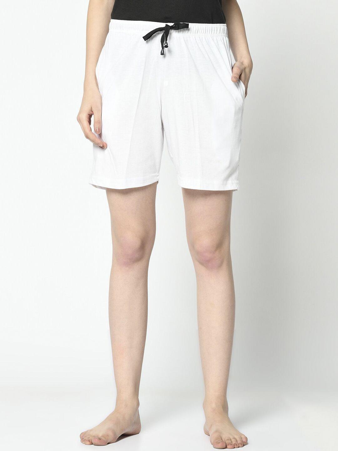 vimal jonney women white solid lounge shorts