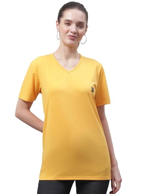 vimal jonney yellow cotton logo print t-shirt