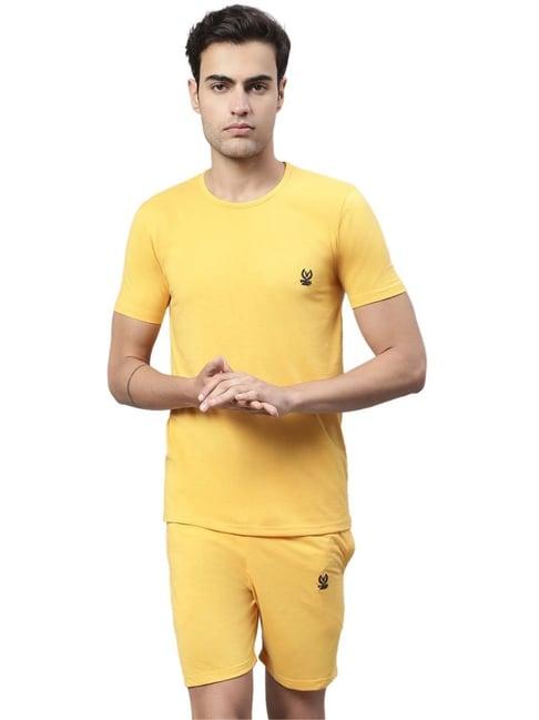 vimal jonney yellow cotton regular fit tracksuit