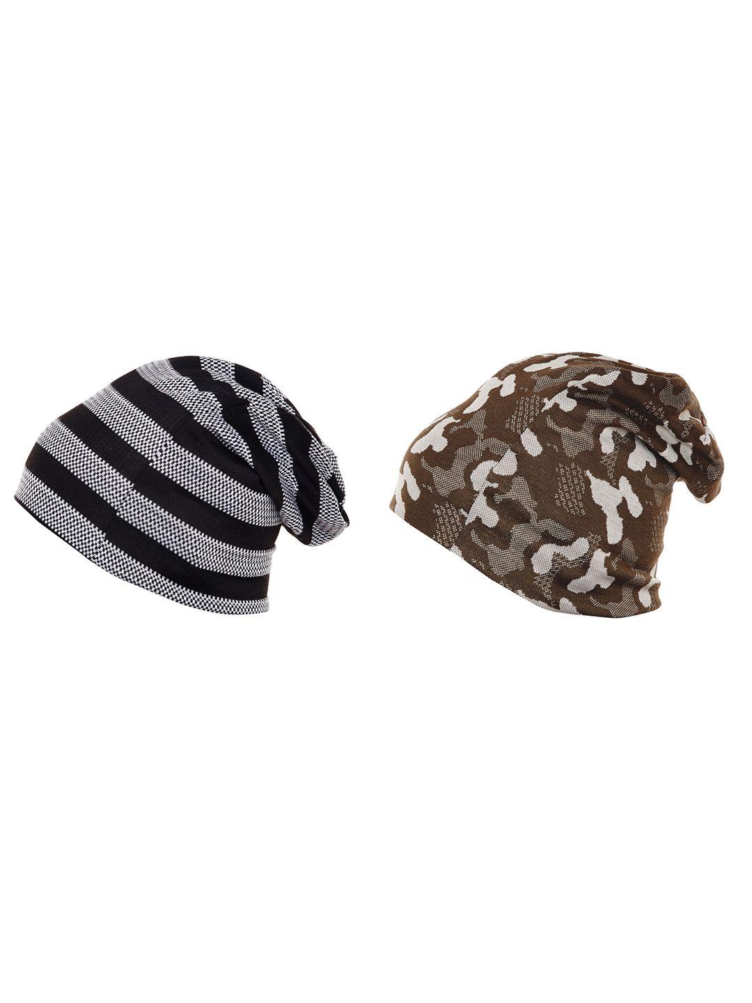 vimal men cotton self design pack of 2 beanie caps