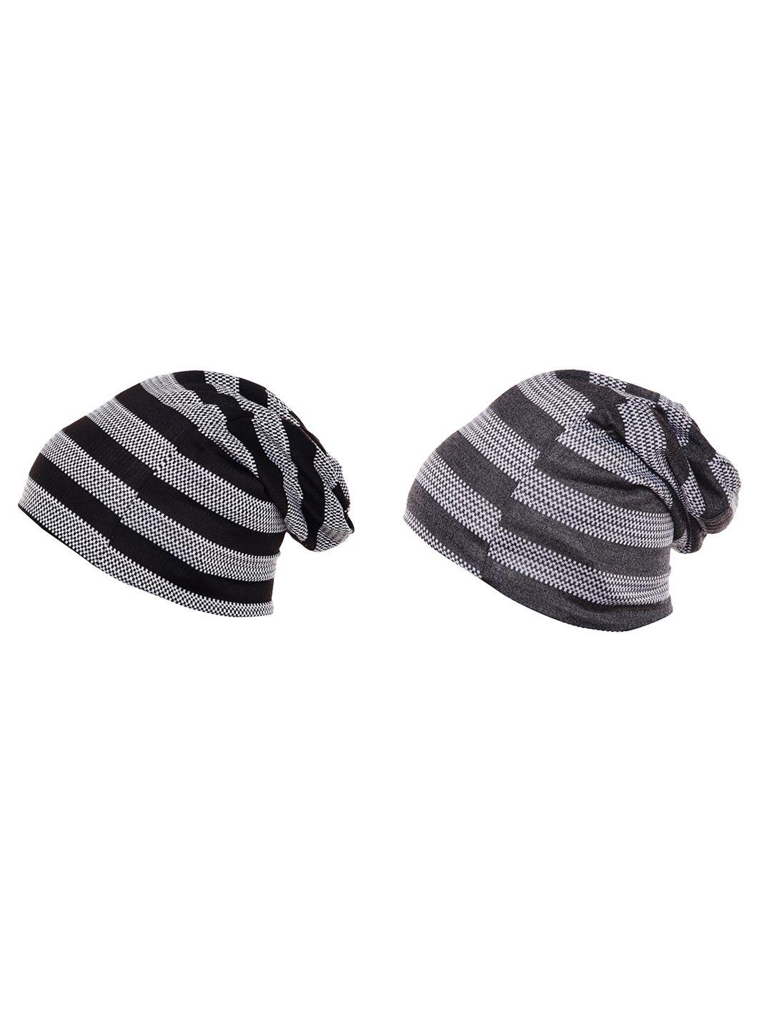 vimal men cotton self design pack of 2 beanie caps