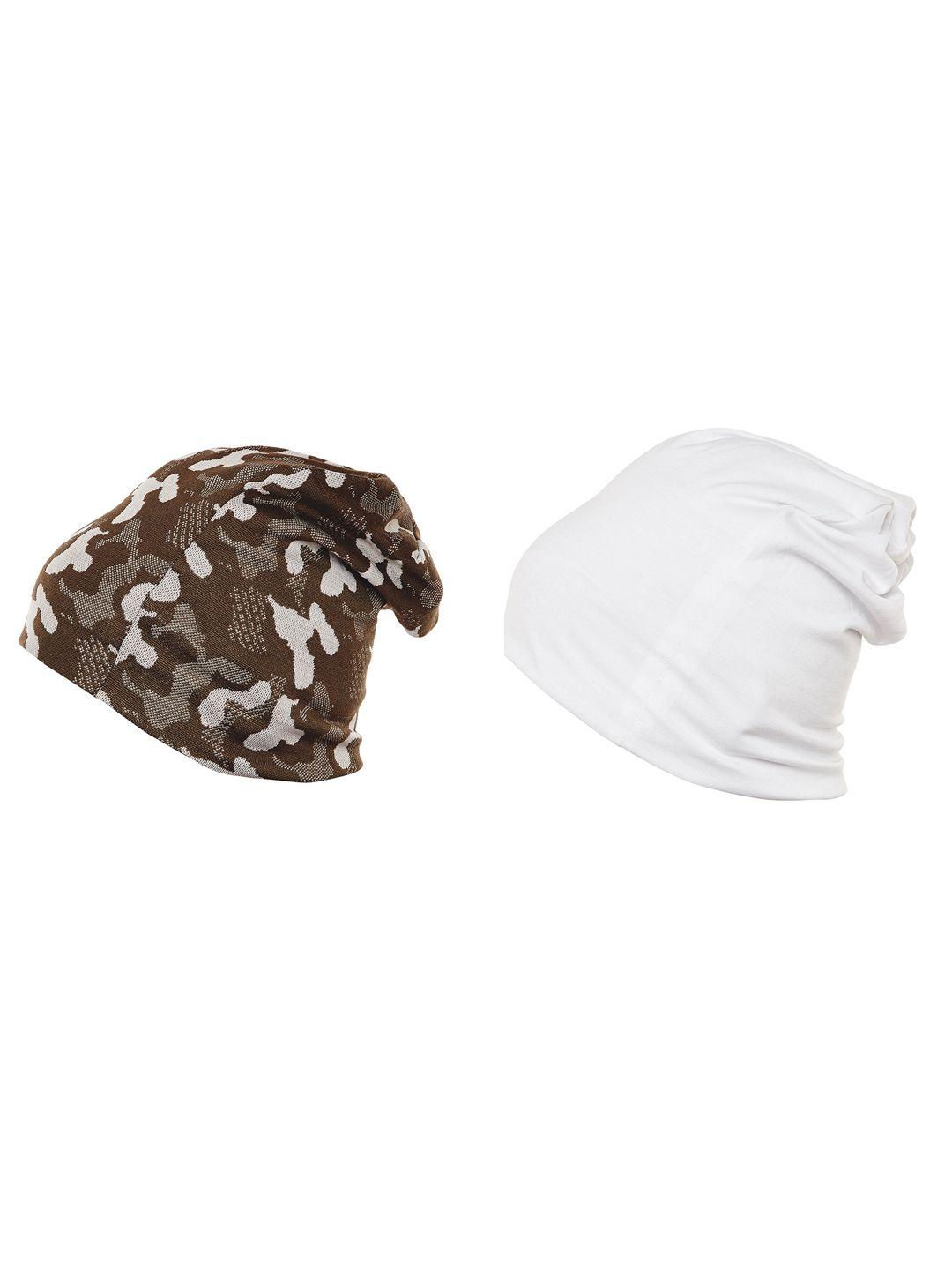 vimal men cotton self design pack of 2 beanie caps