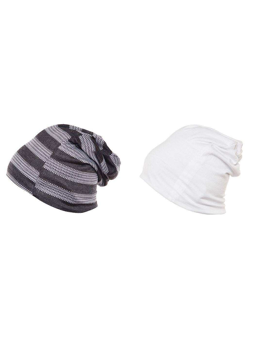 vimal men cotton self design pack of 2 beanie caps