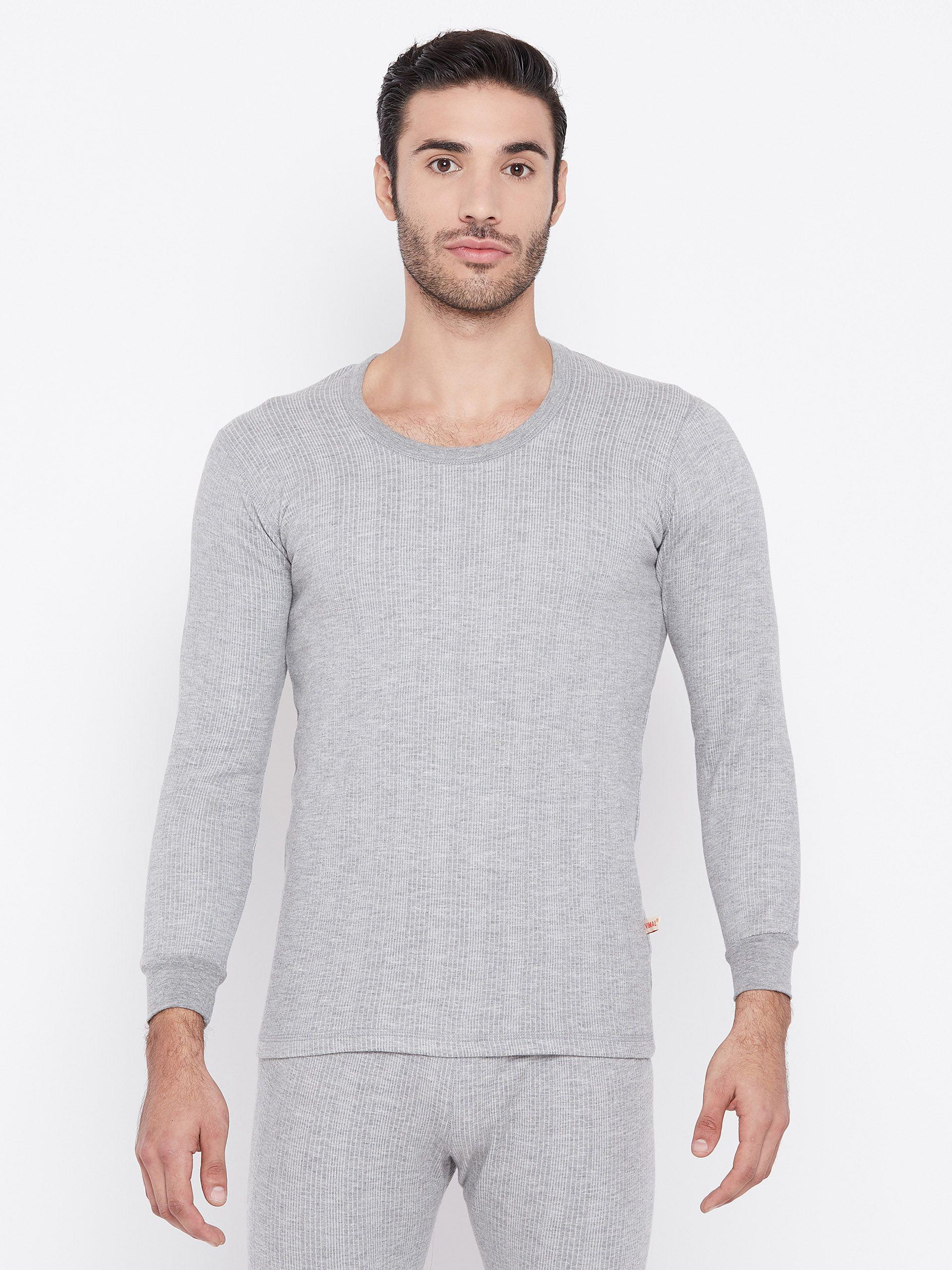 vimal men grey solid thermal t-shirt