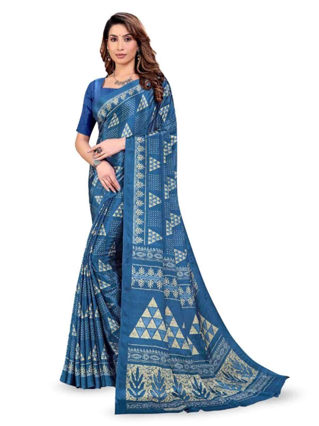 vimla blue art silk mysore silk saree