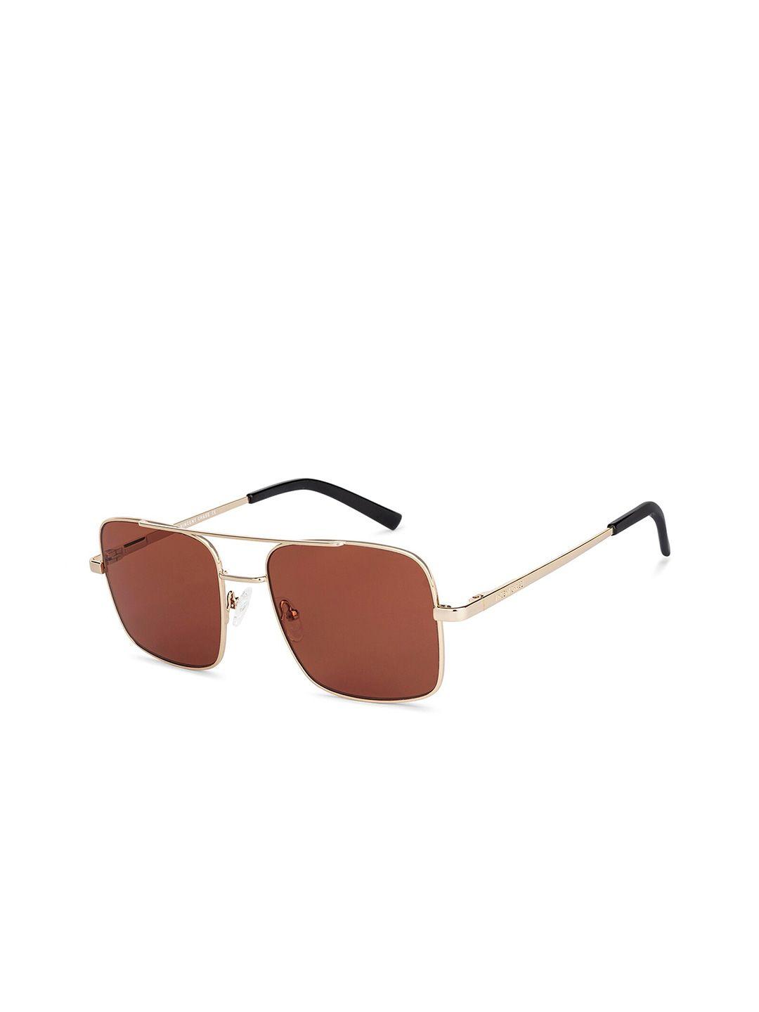 vincent chase unisex brown lens & gold-toned square sunglasses with uv protected lens