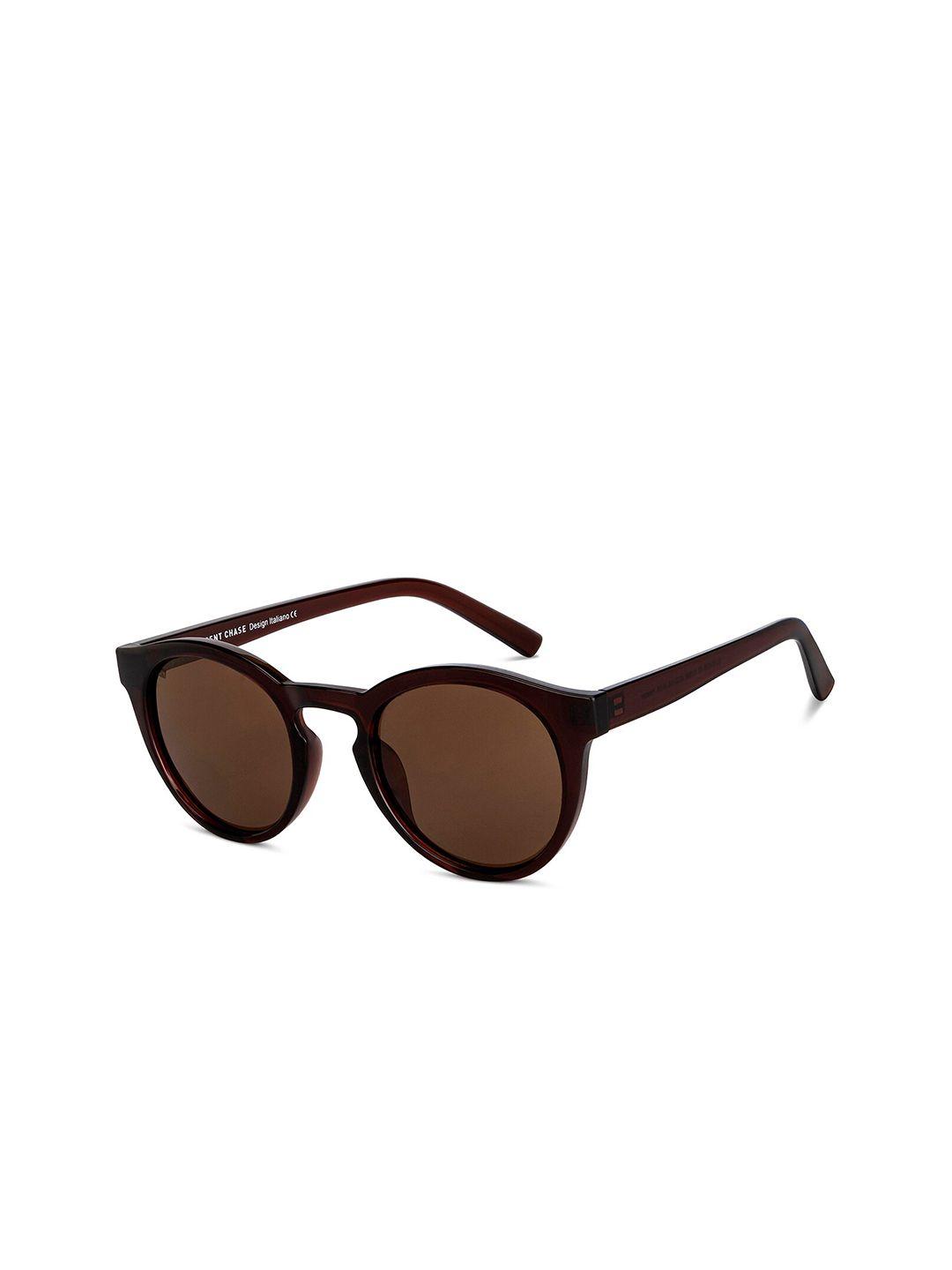 vincent chase unisex brown lens & red round sunglasses with polarised and uv protected lens