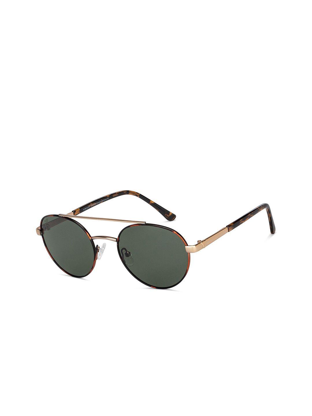 vincent chase unisex green lens & brown round sunglasses with polarised and uv protected lens