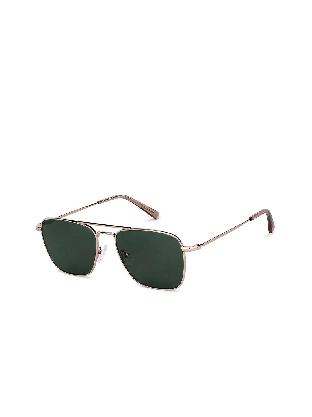 vincent chase unisex green lens & gold-toned square sunglasses with polarised lens