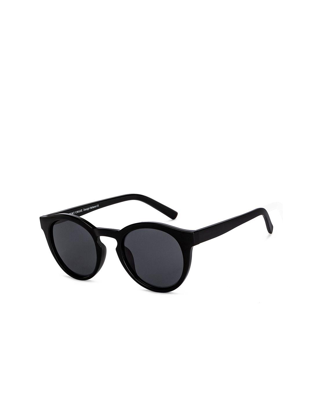 vincent chase unisex grey lens & black round sunglasses with polarised and uv protected lens