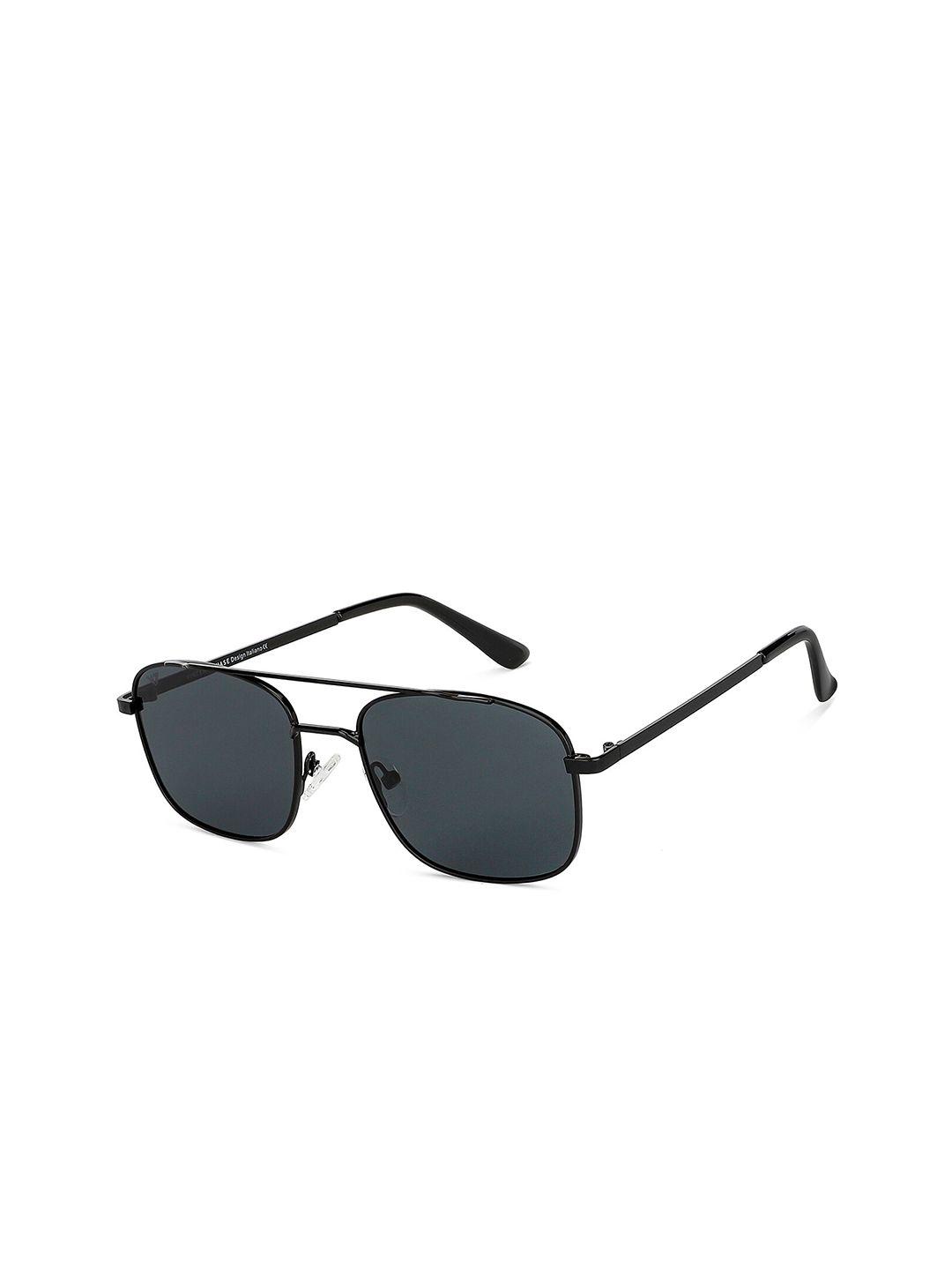 vincent chase unisex grey lens & black square sunglasses with polarised and uv protected lens