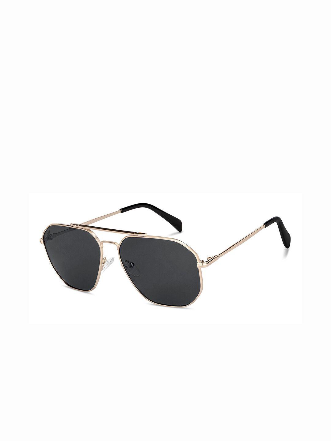 vincent chase unisex grey lens & gold-toned aviator sunglasses with polarised and uv protected lens