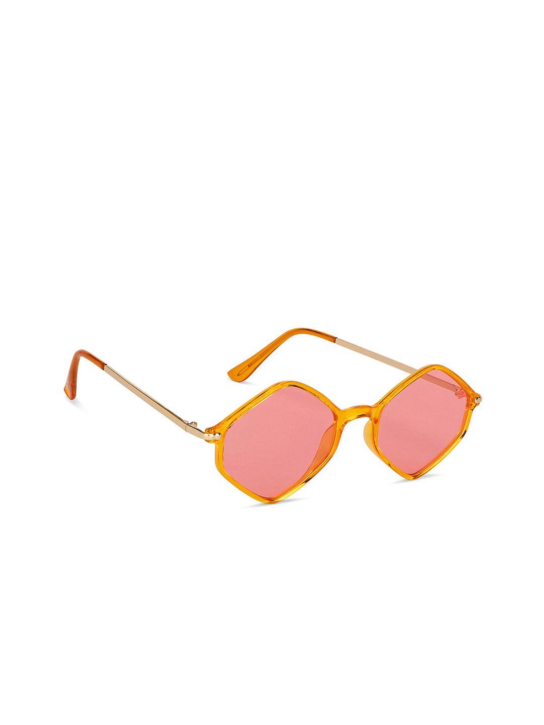 vincent chase unisex pink lens & yellow geometric sunglasses with uv protected lens 201187