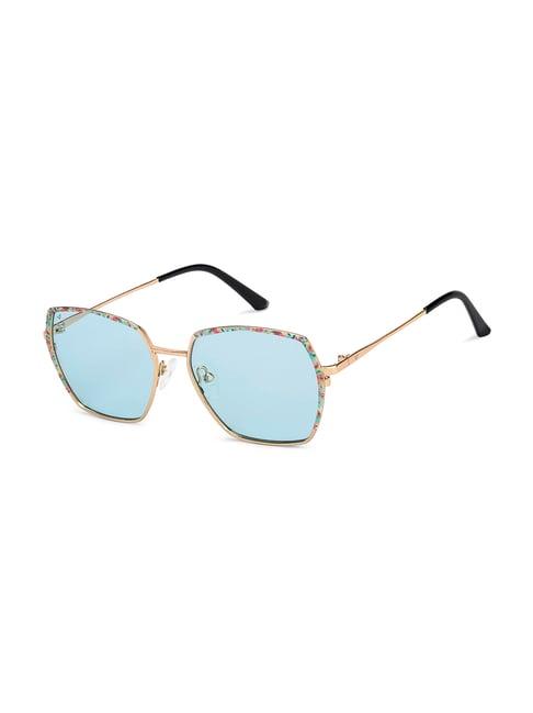 vincent chase blue hexagonal uv protection sunglasses for women