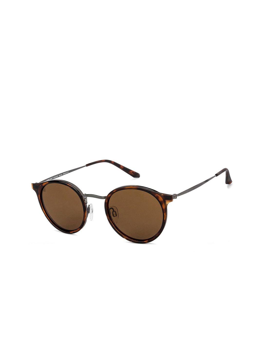 vincent chase brown lens & round sunglasses with polarised and uv protected lens 130811