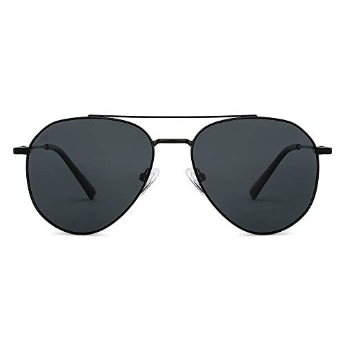 vincent chase by lenskart | black grey full rim pilot branded latest and stylish sunglasses | polarized and 100% uv protected | men & women | medium | vc s13110