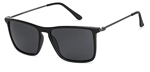 vincent chase eyewear by lenskart | full rim square branded latest and stylish sunglasses | polarized and 100% uv protected | men & women | large | vc s13982 (color:-black/lens grey)-pack of 1