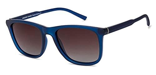 vincent chase eyewear by lenskart | full rim wayfarer branded latest and stylish sunglasses | polarized and 100% uv protected | men & women | large | vc s12643 frame blue/lens brown - pack of 1