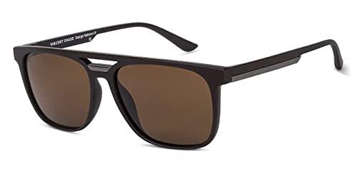 vincent chase eyewear by lenskart | full rim wayfarer branded latest and stylish sunglasses | polarized and 100% uv protected | men & women | large | vc s12644 brown frame/lens brown - pack of 1