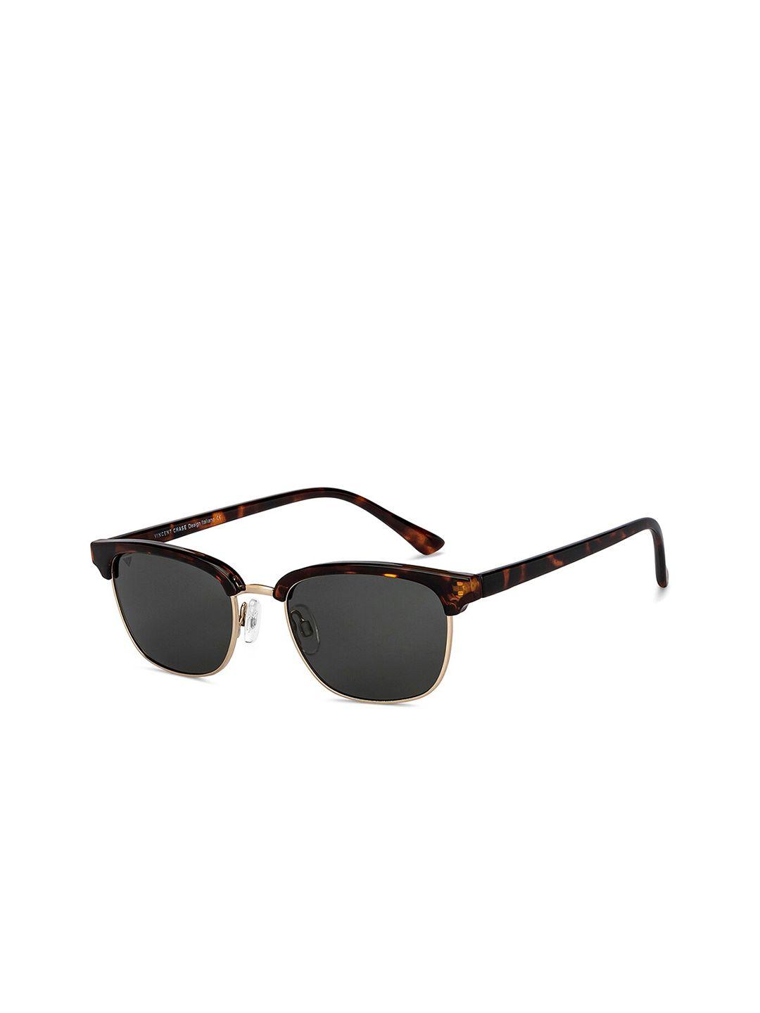 vincent chase green lens & brown full rim browline sunglasses