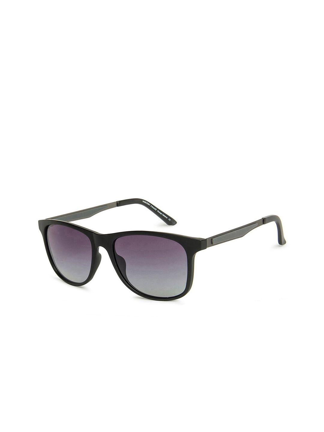 vincent chase unisex blue lens & black wayfarer sunglasses with polarised and uv protected lens