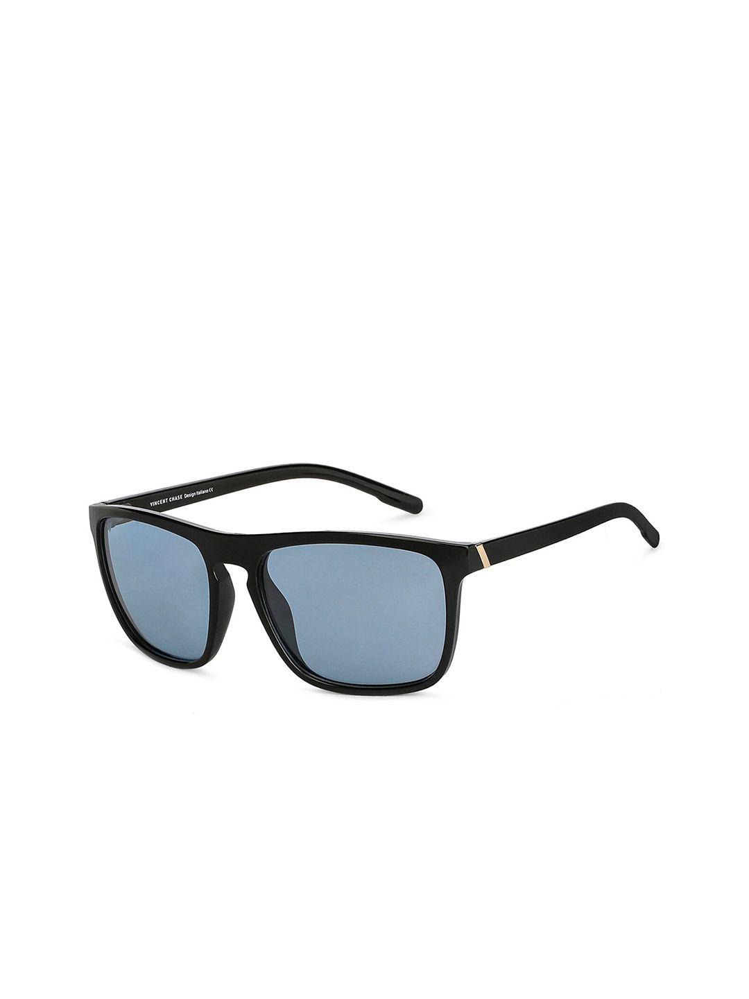 vincent chase unisex blue lens & black wayfarer sunglasses with polarised and uv protected lens