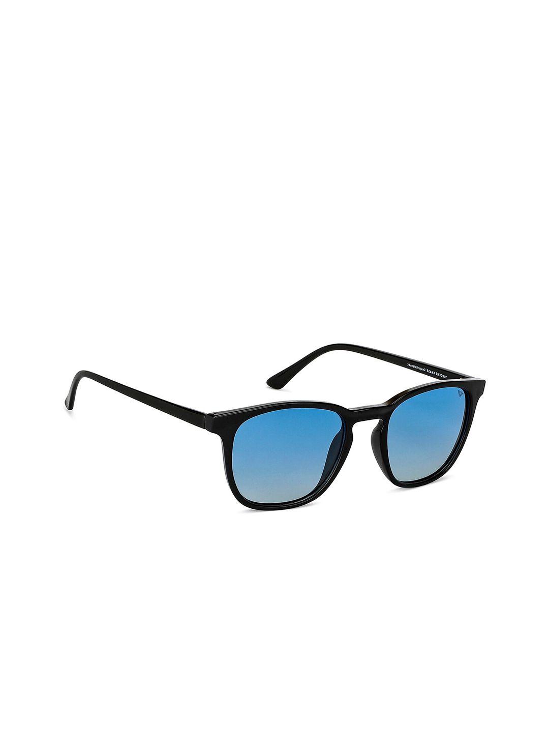 vincent chase unisex blue lens & black wayfarer sunglasses with polarised and uv protected lens