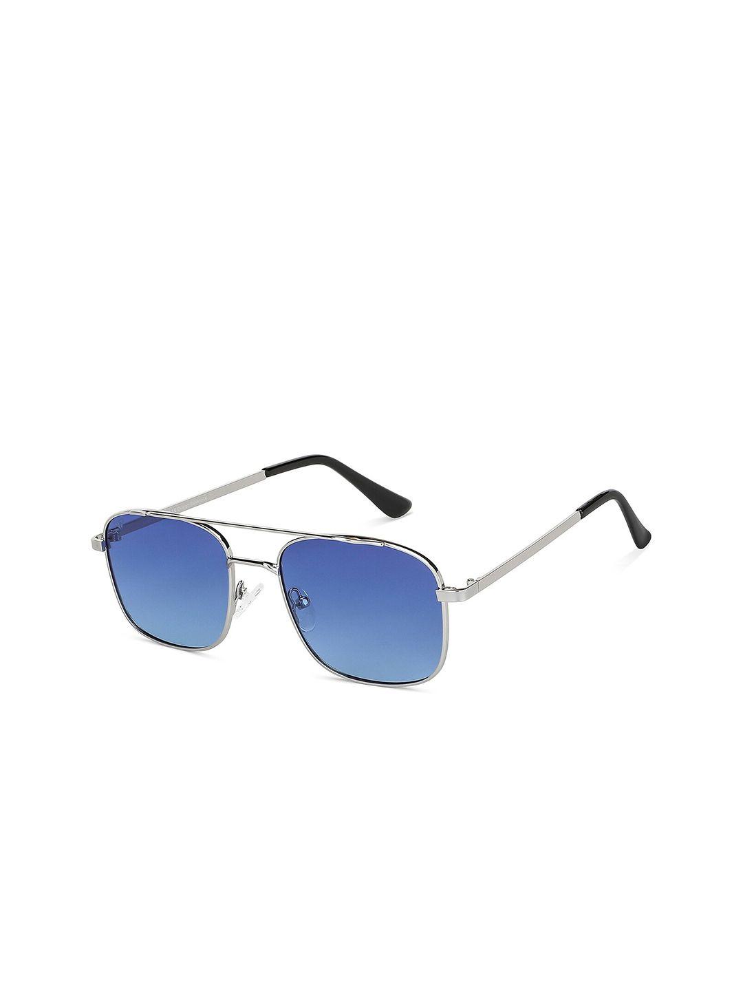 vincent chase unisex blue lens & silver-toned square sunglasses with polarised and uv protected lens