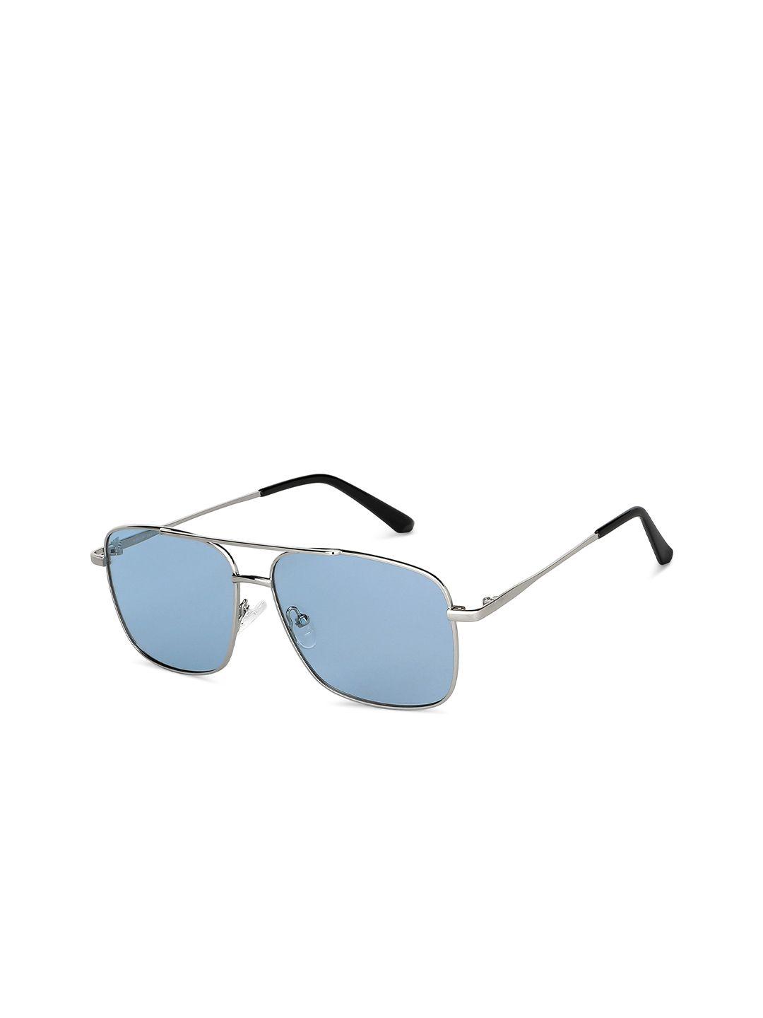 vincent chase unisex blue lens & silver-toned square sunglasses with polarised lens