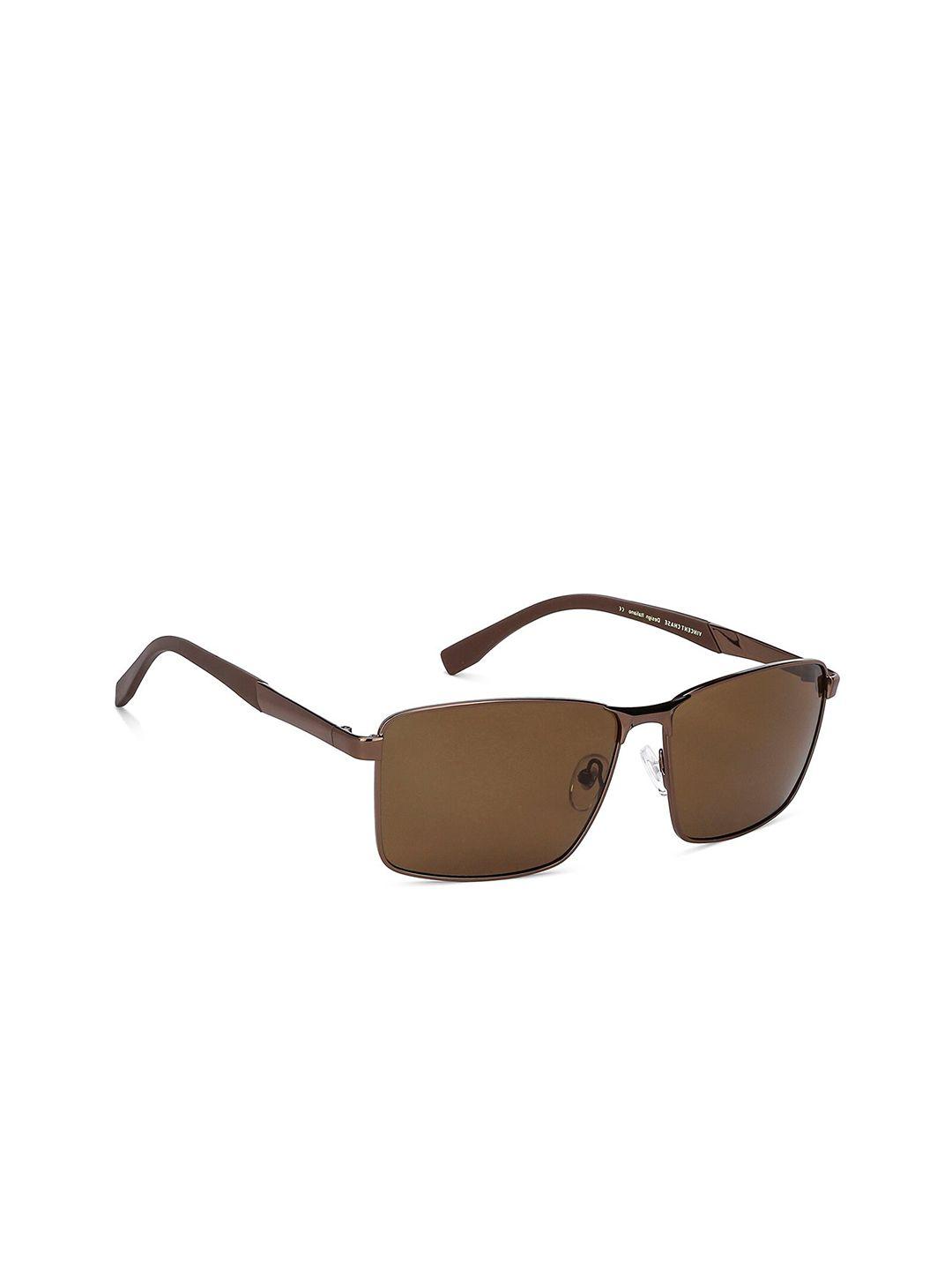 vincent chase unisex brown lens & brown rectangle sunglasses with polarised and uv protected lens