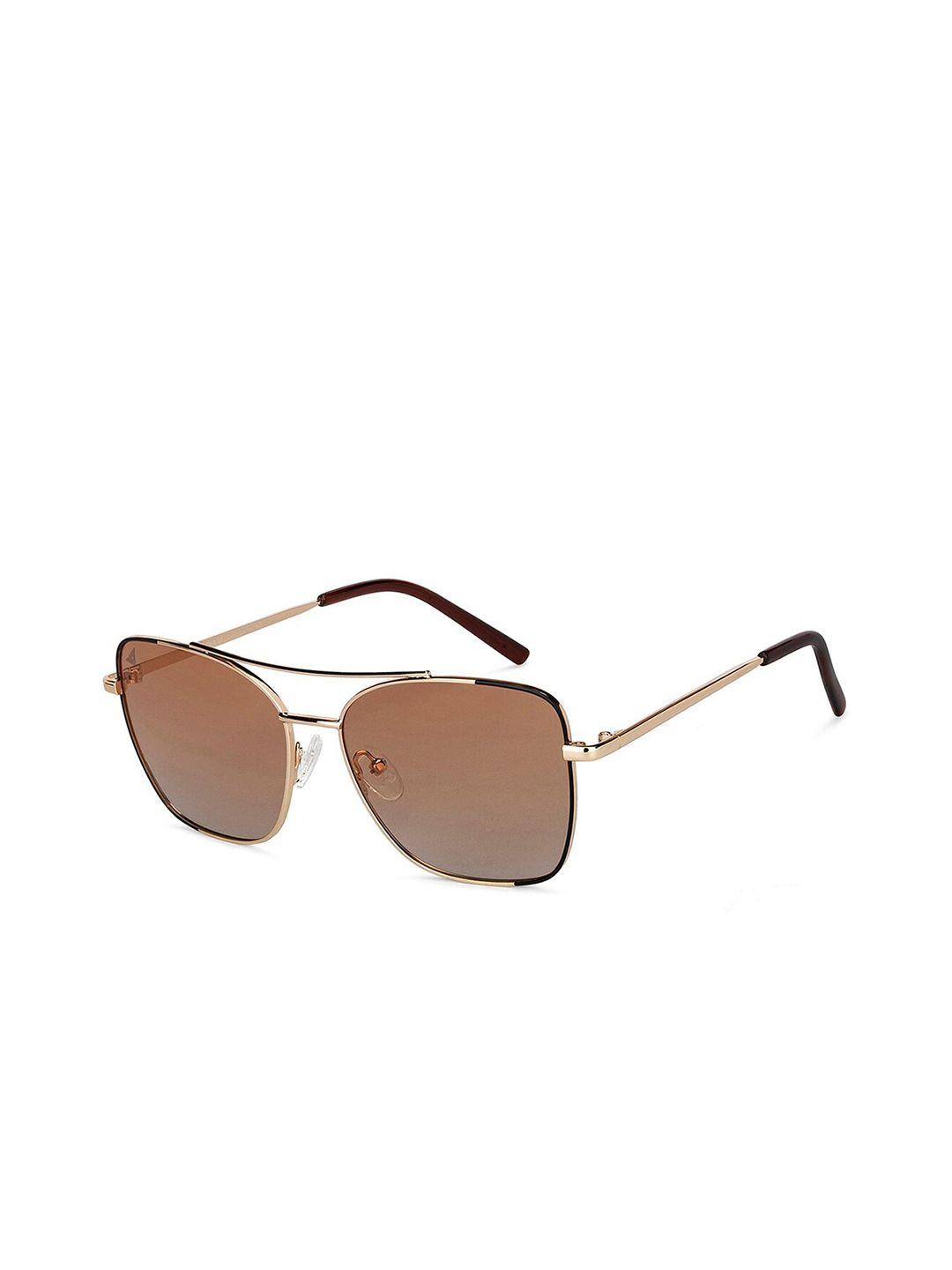 vincent chase unisex brown lens & gold-toned aviator sunglasses uv protected lens 151273