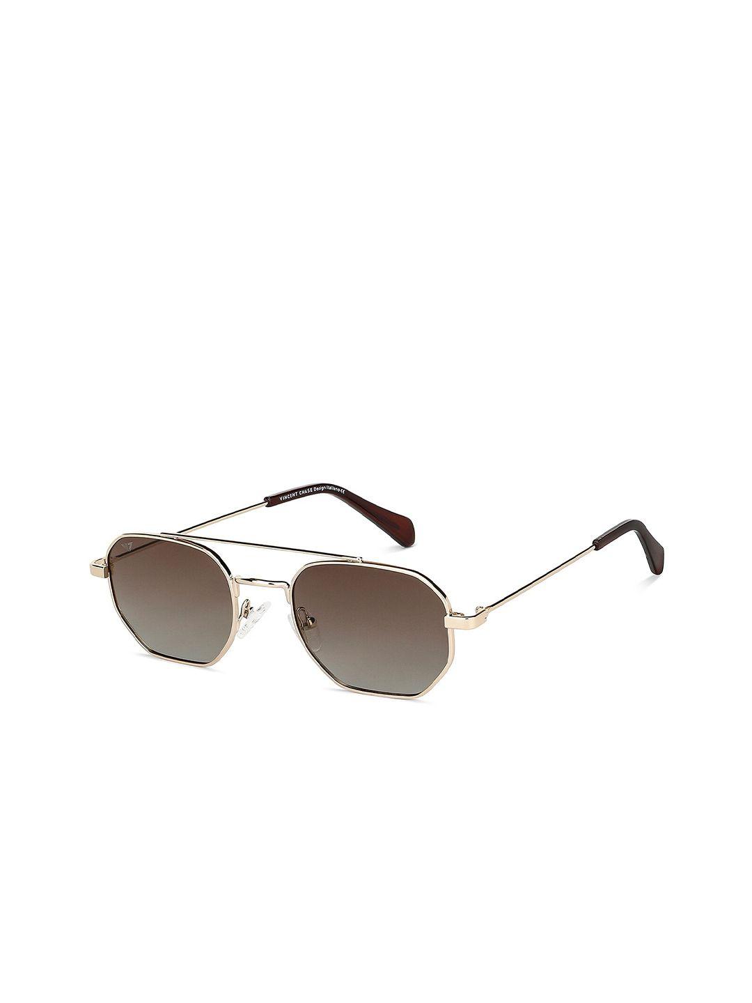 vincent chase unisex brown lens & gold-toned other sunglasses with polarised and uv protected lens