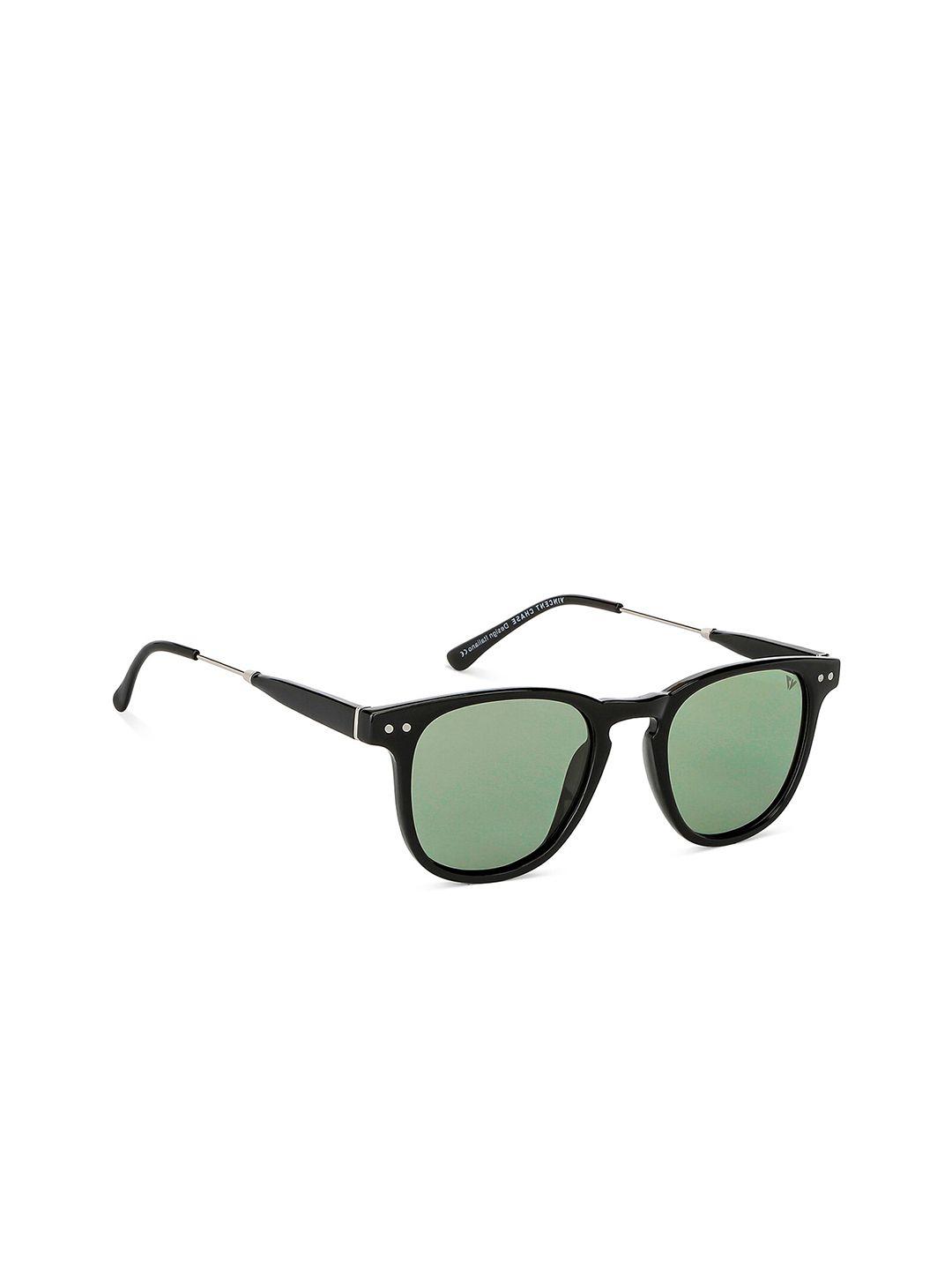 vincent chase unisex green lens & black round sunglasses with polarised and uv protected lens