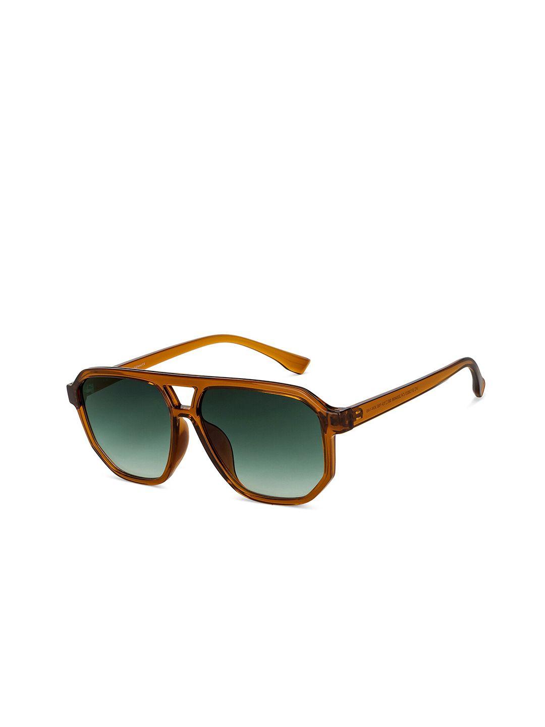 vincent chase unisex green lens & brown shield sunglasses with uv protected lens