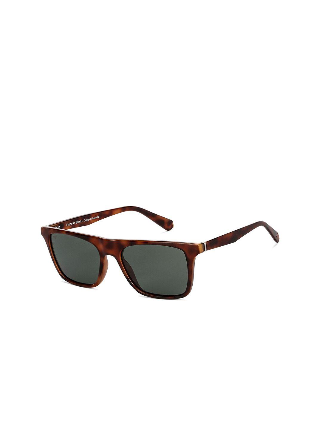 vincent chase unisex green lens & brown wayfarer sunglasses with polarised and uv protected lens